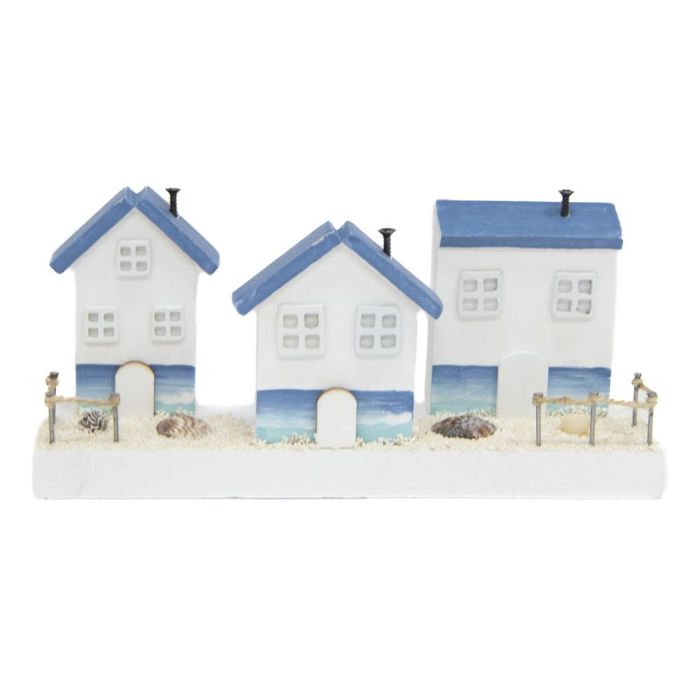 Maison de plage en bois 7,7 po x 2 po x 4,75 po bleu et blanc