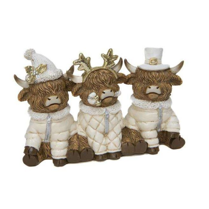 Trio de vache Highland 7,3 po x 2,8 po x 4,7 po