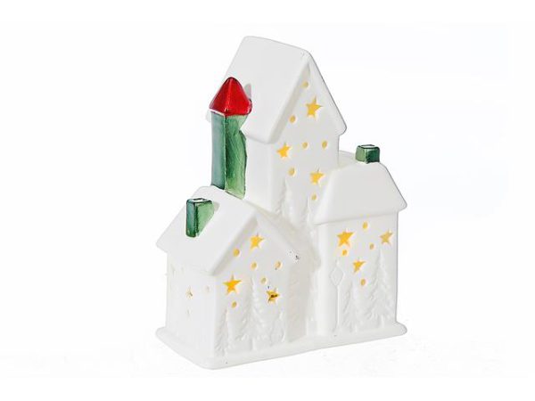 Maison en céramique blanche DEL 6 po x 5 po
