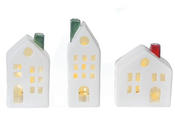 Maison en céramique blanche DEL 3 po x 3,5 po