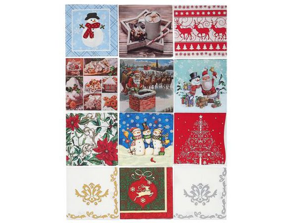 Serviette de table en papier 3 plis motif de Noël (paquet de 20)
