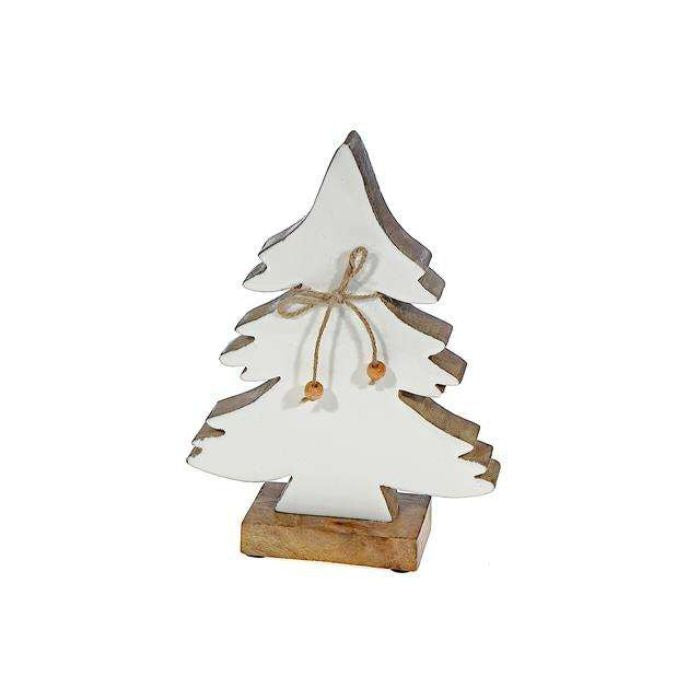 Sapin de bois 8,46 po x 6,3 po x 1,97 po blanc sur base de bois