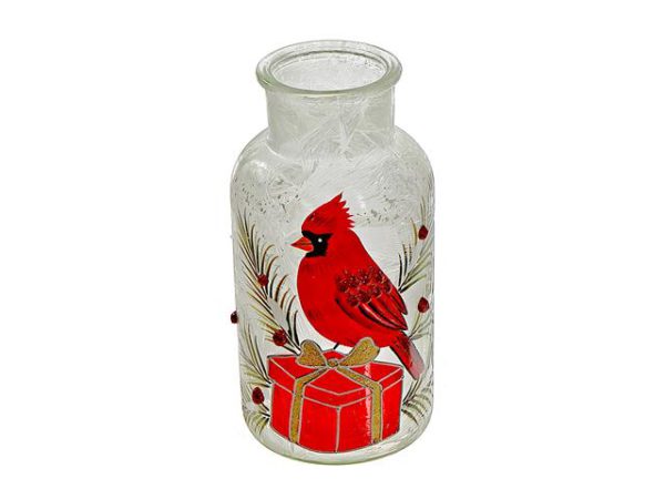Vase en verre dépoli 5,1 po x 8,3 po cardinal