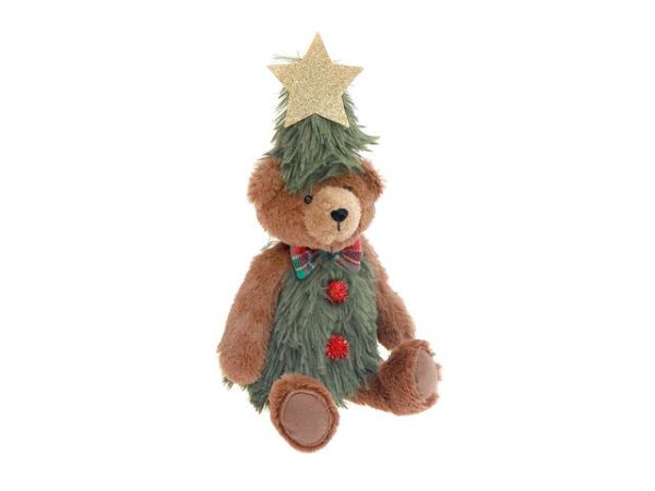Ours assis 11 po en habit de sapin vert