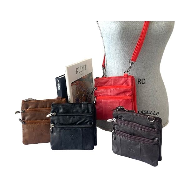 Sac à main en cuir rouge avec ganse