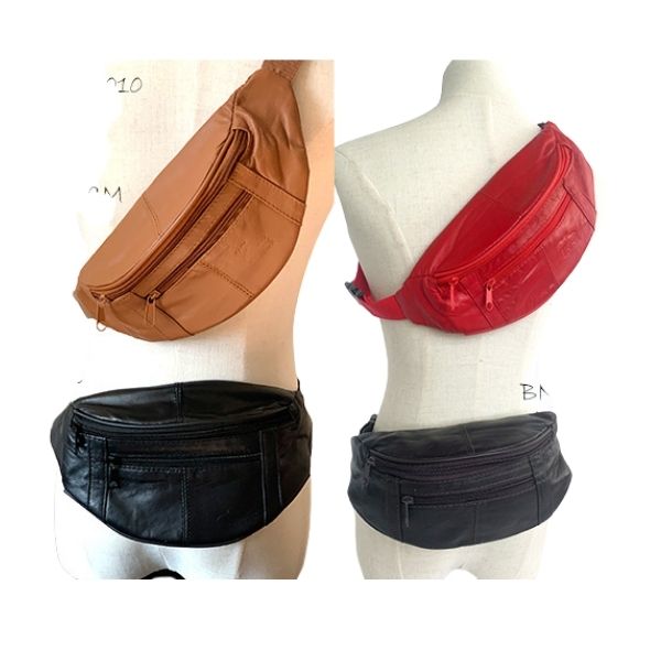 Sac banane en cuir rouge
