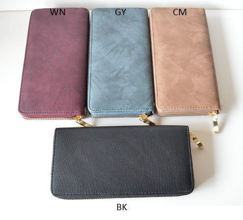 Portefeuille pour dame en cuir gris