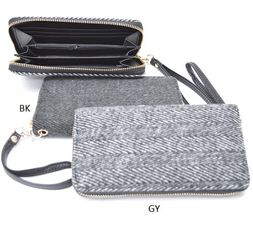 Portefeuille pour femme en tissu gris