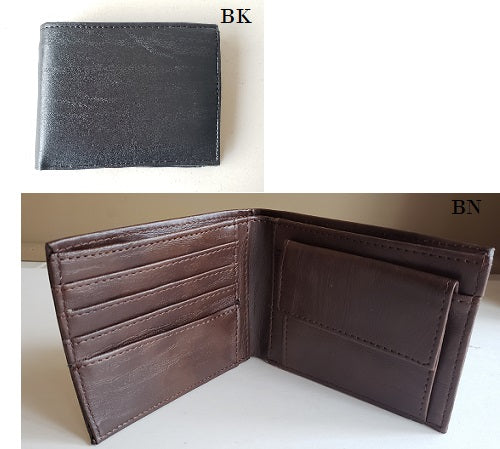Portefeuille pour homme en cuir uni brun