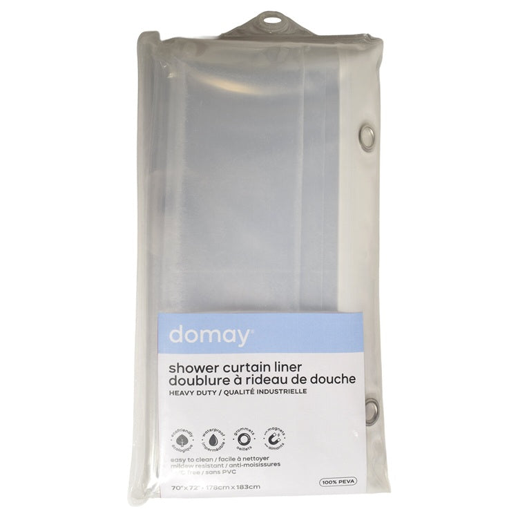 Doublure de rideau de douche en vinyle épais 70 x 72 pouces clair