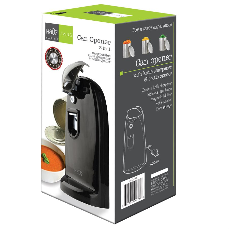 Ouvre-boîte électrique 3 en 1 noir