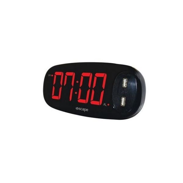Réveille-matin numérique avec affichage large et 2 ports USB