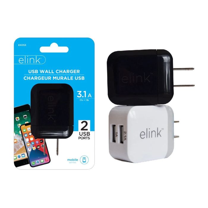 Chargeur mural avec 2 ports USB Elink