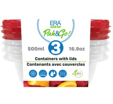 Plat en plastique carré 500 ml Eraware (paquet de 3)