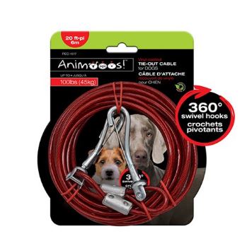 Câble d'attache 20 pi pour chien jusqu'à 100 lbs