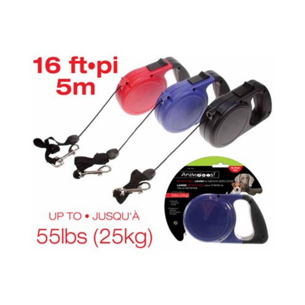 Laisse pour chien 16 pi rétractable 55 lbs