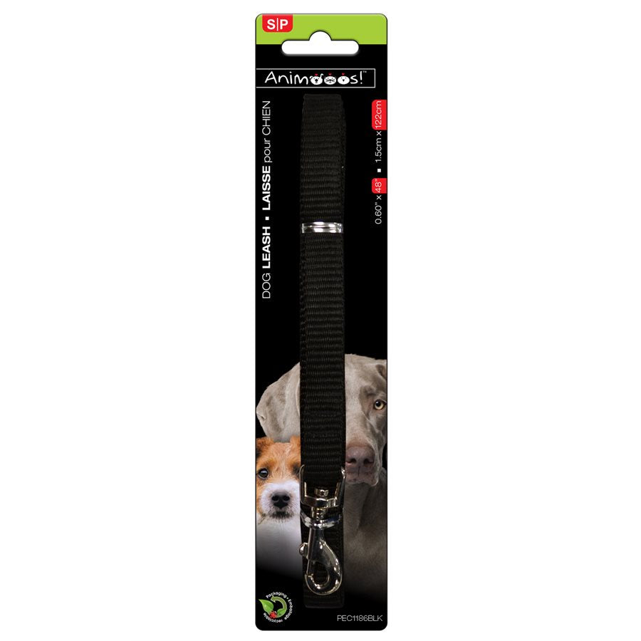 Laisse en nylon 0,6 po x 48 po noir
