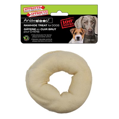 Gâterie en cuir brut 3,5 po pour chien anneau
