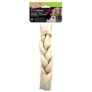 Gâterie en cuir brut 8 po pour chien os tressé en cuir blanc