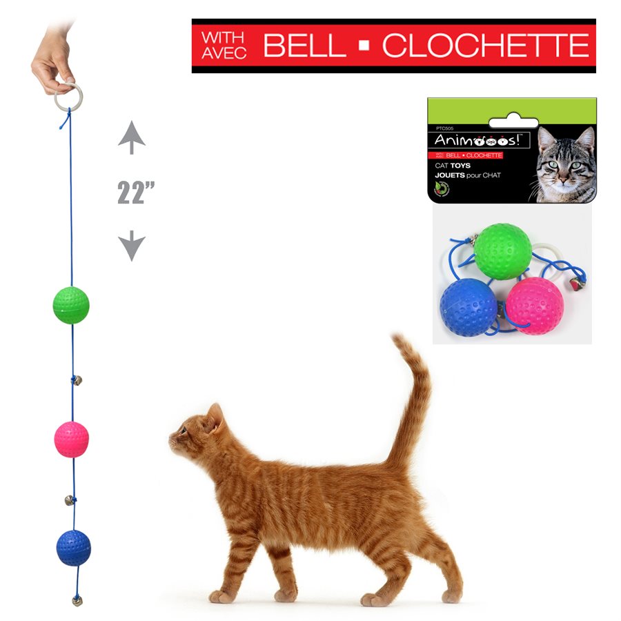 Jouet pour chat 22 po balle et clochette sur une corde