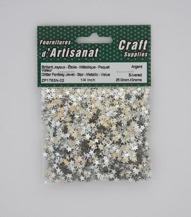 Confettis métalliques 0,25 po étoile argent 20g