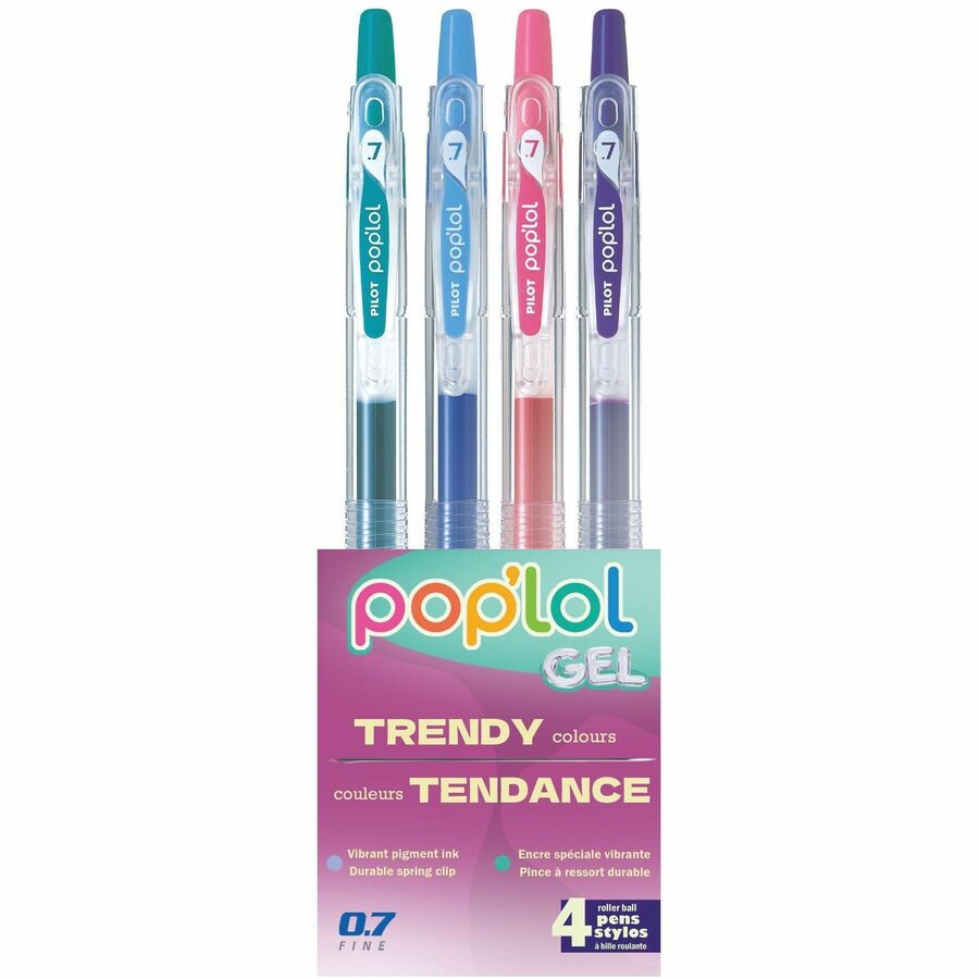 Stylo gel 0,7 mm Pop'Lol couleur tendance (Paquet de 4)