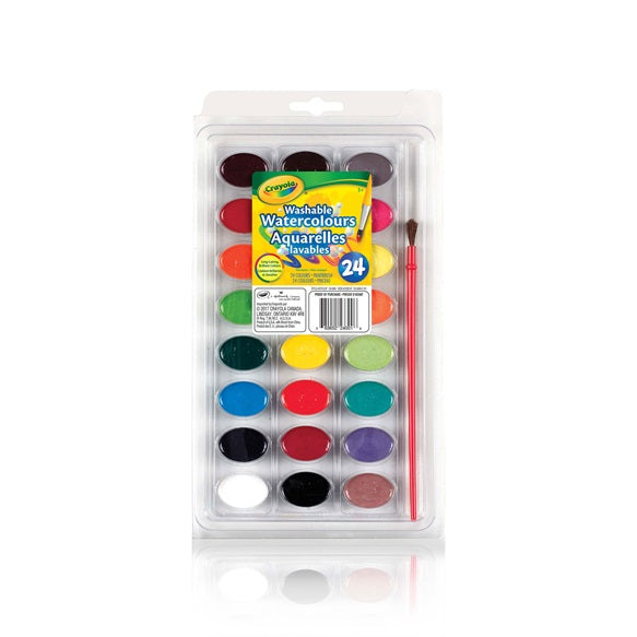 Peinture à l'eau lavable 24 couleurs avec pinceau Crayola