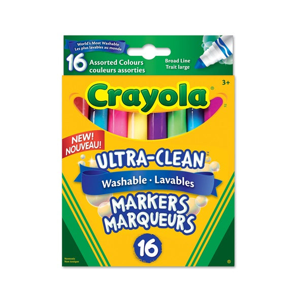 Crayon marqueur large lavable Crayola classique (boîte de 16)