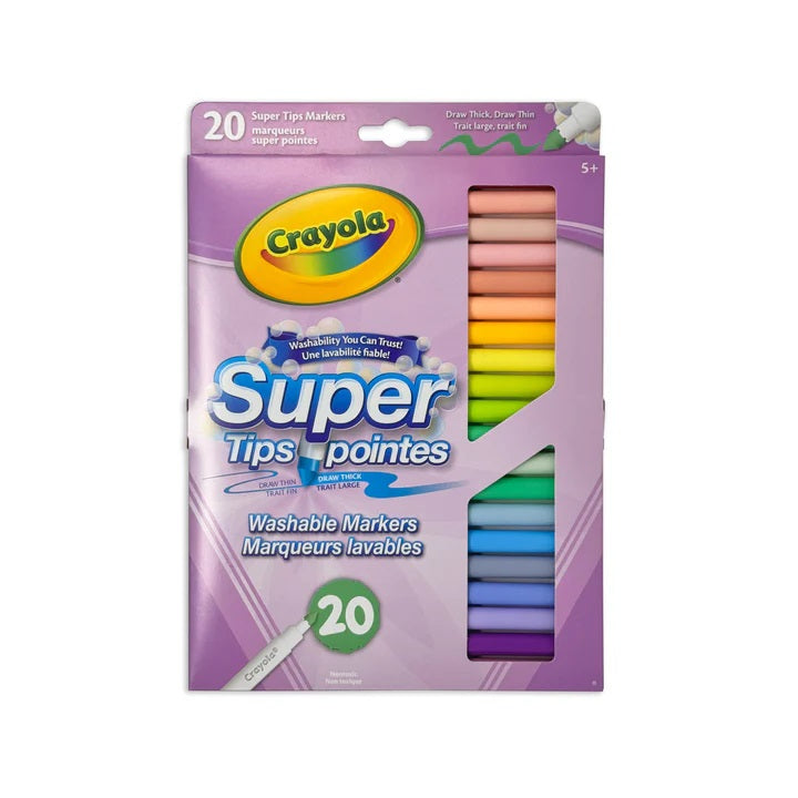 Crayon marqueur super pointe lavable Crayola pastel (boîte de 20)