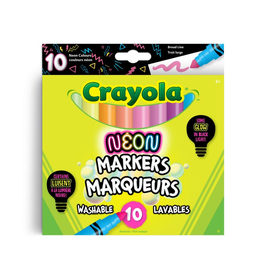 Marqueur large lavable Crayola Néon (Paquet de 10)