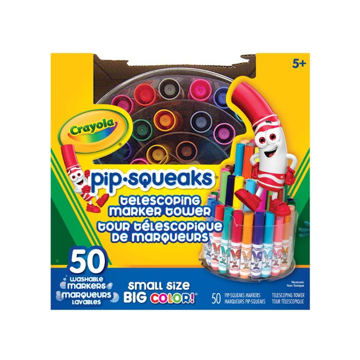 Crayon marqueur lavable en tour télescopique Crayola Pip-Squeaks (boîte de 50)