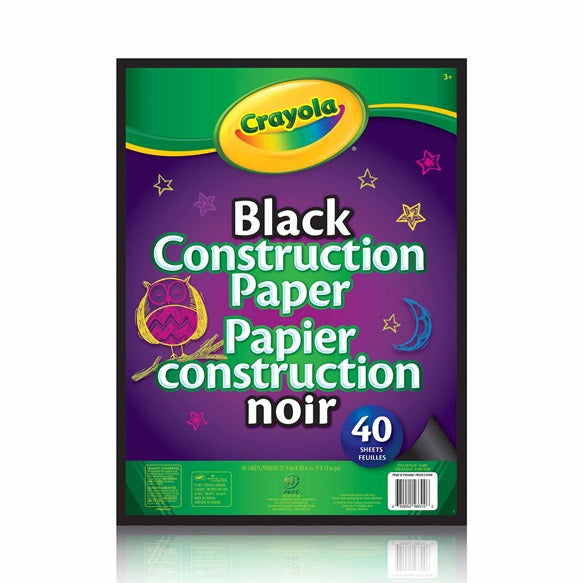 Tablette de papier construction 9 po x 12 po Crayola noir (40 feuilles)