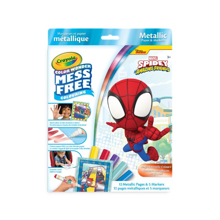 Crayon de couleur métallique avec feuilles à colorier sans dégâts Spidey