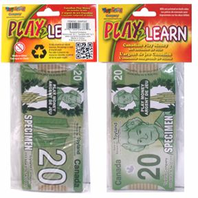 Fausse monnaie en papier billet de 20 dollars canadiens (paquet de 50)