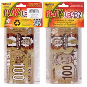 Fausse monnaie en papier billet de 100 dollars canadiens (paquet de 50)