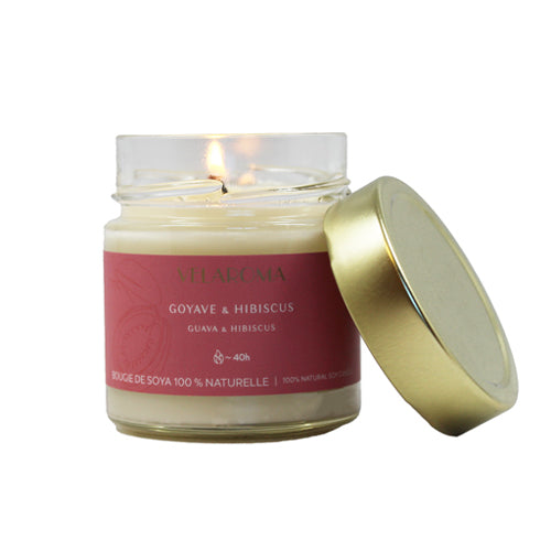 Chandelle en pot 7 oz Velaroma goyave et hibiscus