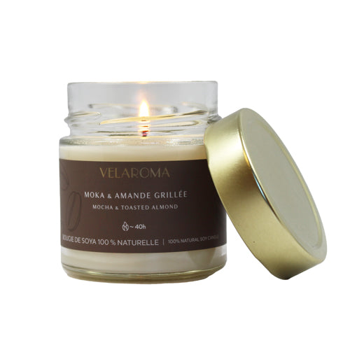 Chandelle en pot 7 oz Velaroma moka et amande grillé