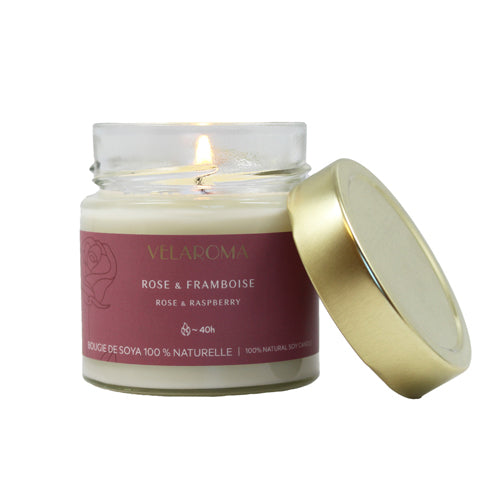 Chandelle en pot 7 oz Velaroma rose et framboise