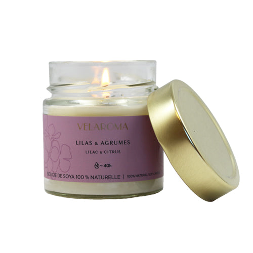 Chandelle en pot 7 oz Velaroma lilas et agrumes