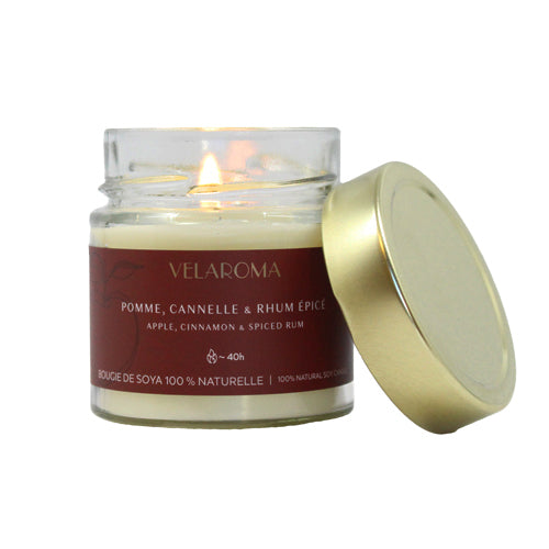 Chandelle en pot 7 oz Velaroma pomme, cannelle et rhum épicé