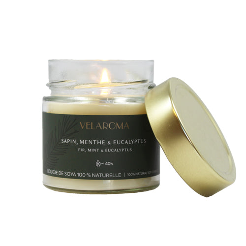 Chandelle en pot 7 oz Velaroma sapin, menthe et eucalyptus