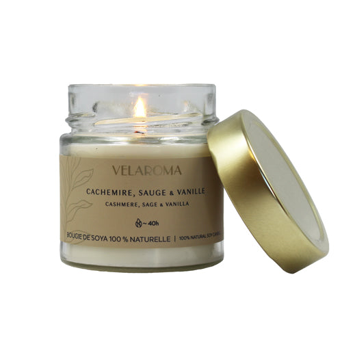 Chandelle en pot 7 oz Velaroma cachemire, sauge et vanille