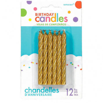 Chandelle d'anniversaire large spirale brillante (paquet de 12)