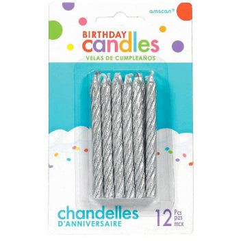 Chandelle d'anniversaire large spirale brillante (paquet de 12)