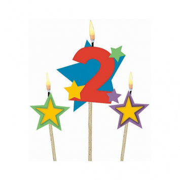 Chandelle d'anniversaire forme numéro 0 à 9 avec étoile sur une tige (paquet de 3)