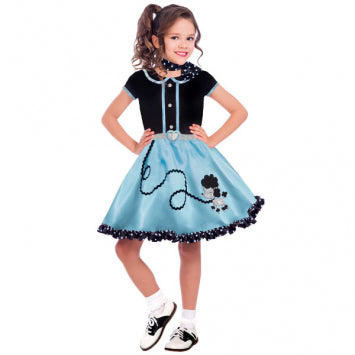 Costume enfant robe rétro noire et bleue