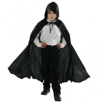 Costume enfant cape avec capuchon noire (STD)