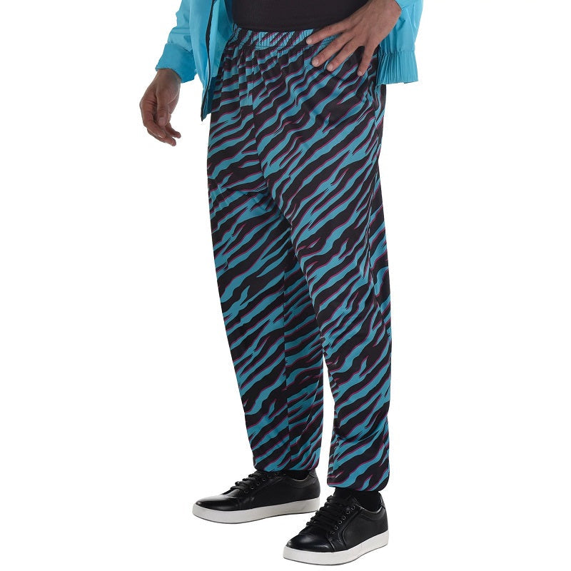 Pantalon zébré bleu et noir années 80