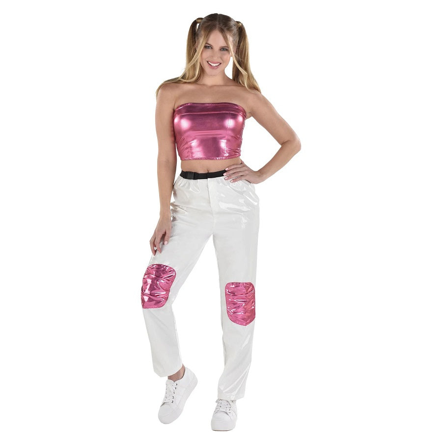 Costume femme pop années 90 rose et blanc