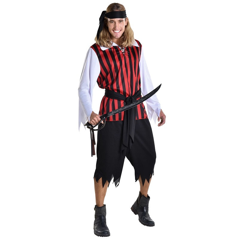 Costume homme pirate rayé rouge et noir